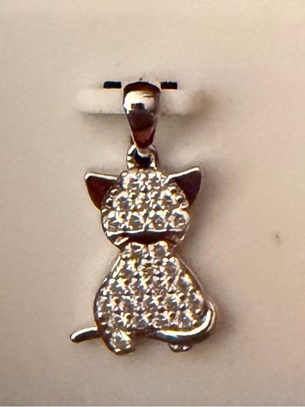 Sterling Silver .925 & Moissanite Kitty Cat Necklace Pendant